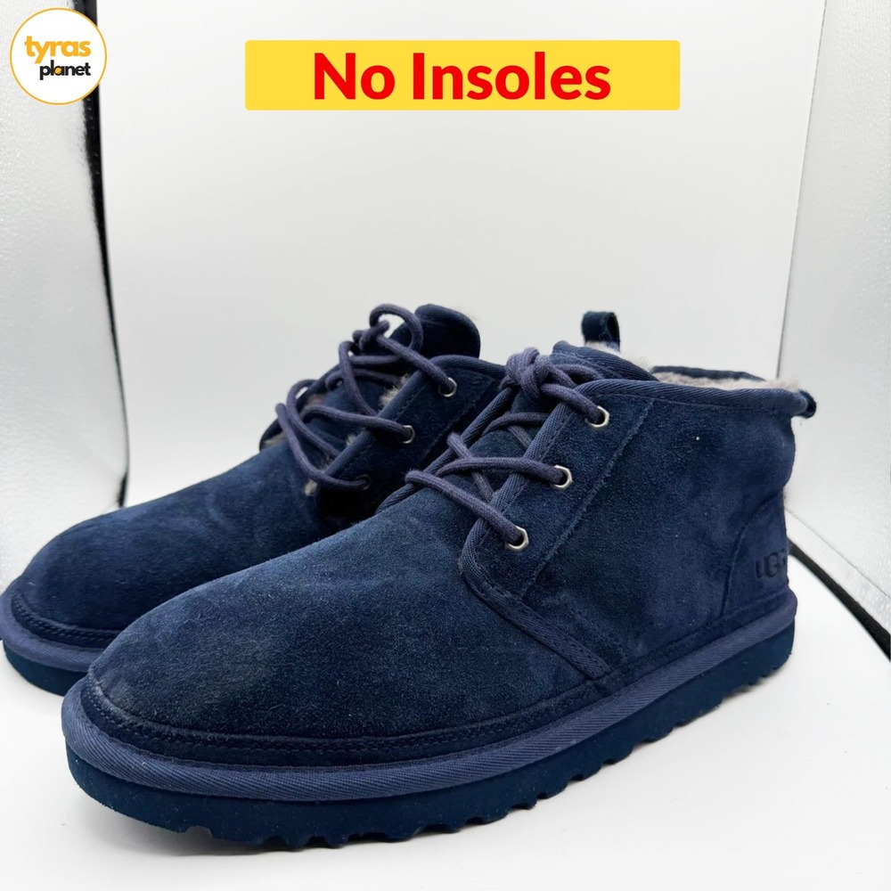 EUC UGG Neumel Shearling Winter Boots Navy Blue Lace Up‎ Chukka Size 12